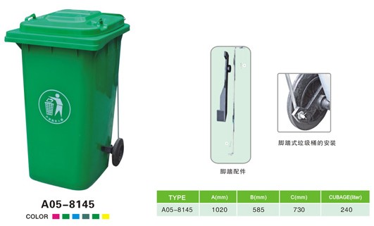 240L帶腳踏垃圾桶,垃圾清理桶(圖1)