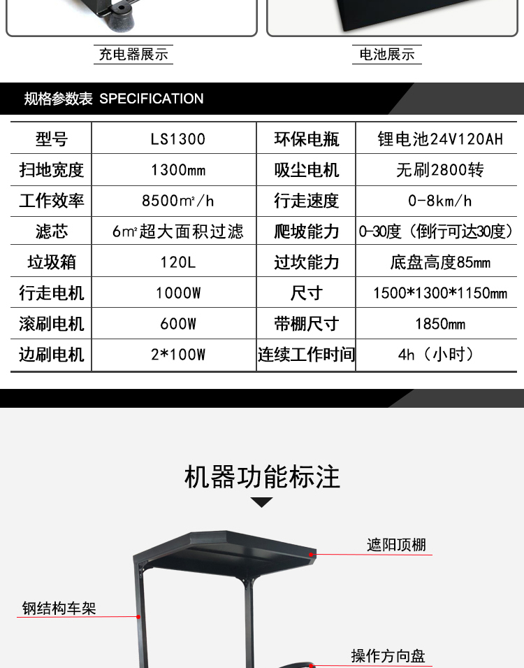 理仕駕駛式掃地機,理仕掃地車(chē)品牌 理仕掃地機,LS1300駕駛式掃地機(圖9)